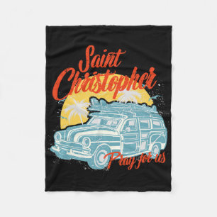 Saint Christopher Surfer Dude Surfing Men Beach Ca Fleece Blanket