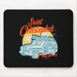 Saint Christopher Surfer Dude Surfing Men Beach Ca Mouse Pad