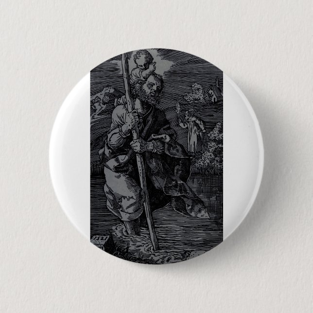Saint Christopher venerated by Christians  6 Cm Round Badge (Front)