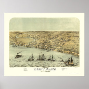 Saint Clair, MI Panoramic Map - 1868 Poster