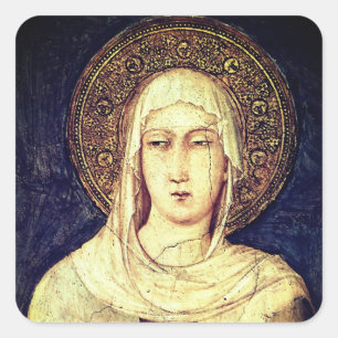 Saint Clare of Assisi by Simone Martini Square Sticker