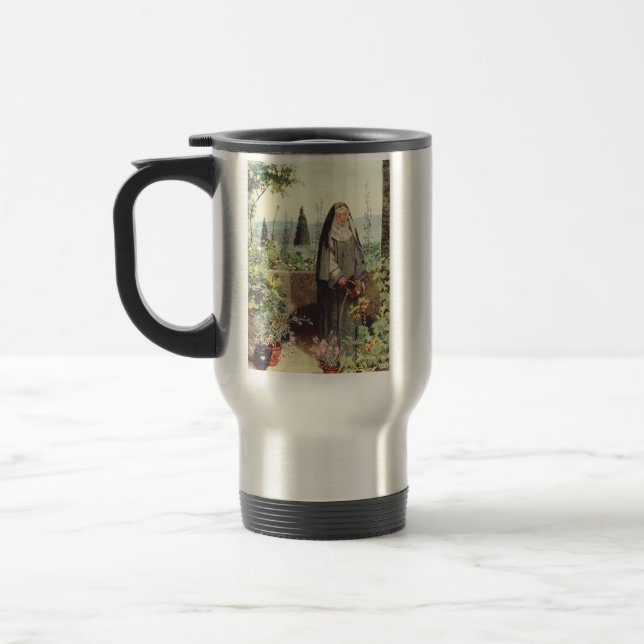 Saint Clare of Assisi: Patroness of Television Travel Mug (Left)