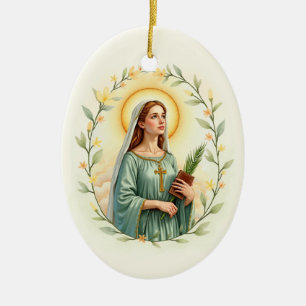 Saint Dymphna Catholic Devotional Ceramic Tree Decoration
