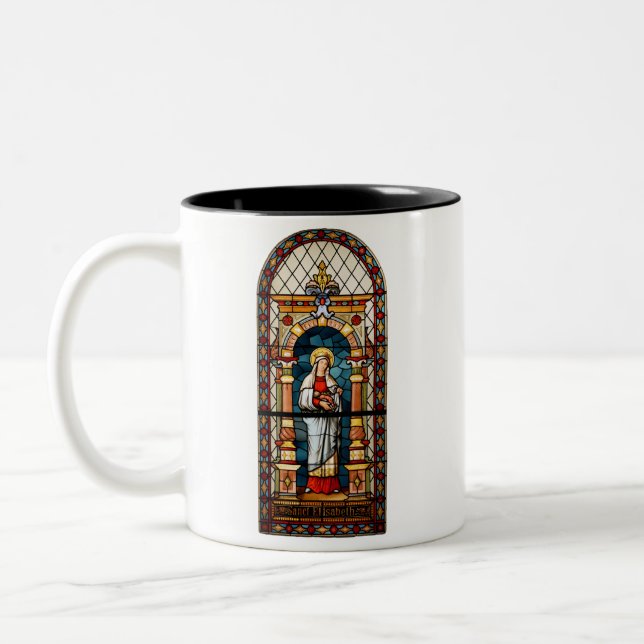Saint Elizabeth of Hungary Premium Medieval Art Two-Tone Coffee Mug (Left)
