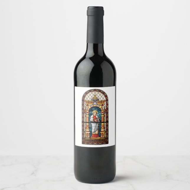 Saint Elizabeth of Hungary Premium Medieval Art Wine Label (Front)