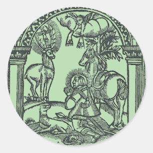 Saint Eustachius sees Jesus Christ Classic Round Sticker