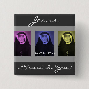 saint faustina 15 cm square badge