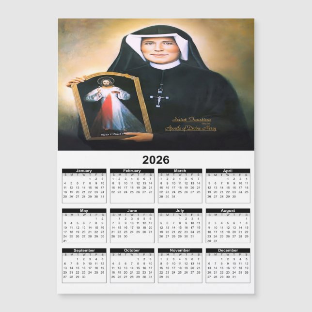 Saint Faustina, Divine Mercy 2026 Calendar (Front)