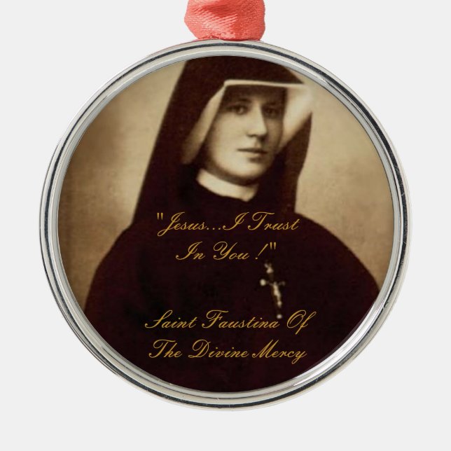 SAINT FAUSTINA OF THE DIVINE MERCY METAL TREE DECORATION (Front)