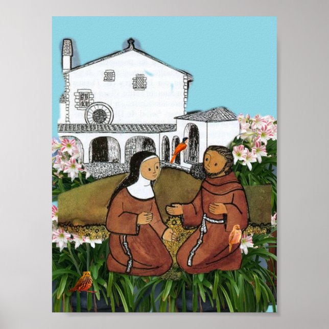 Saint Francis and Saint Clare of Assisi Card Poster (Front)