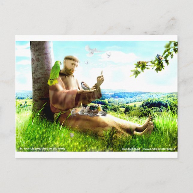 Saint Francis and the sermon-preaches to the birds Postcard (Front)