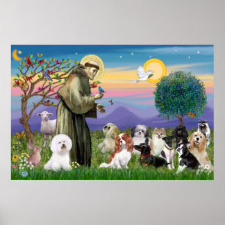 Saint Francis Blessing Ten Dogs Poster