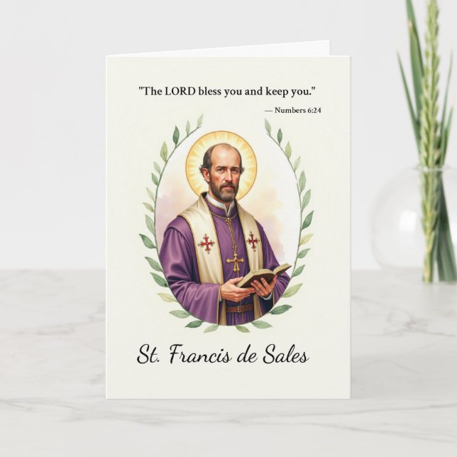 Saint Francis de Sales Gods Peace with Scripture Card (Front)