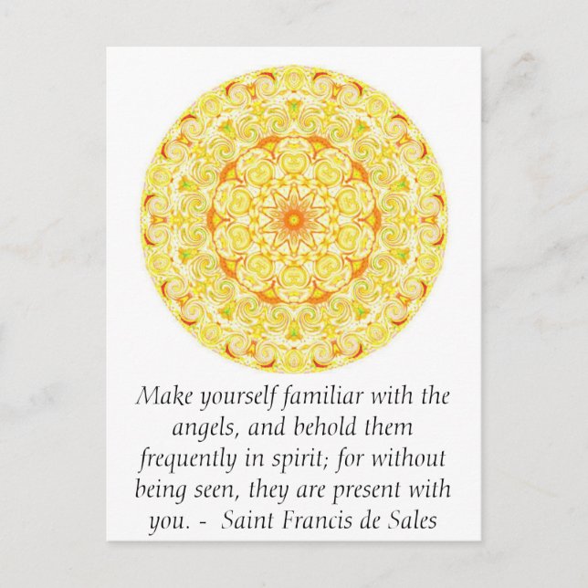 Saint Francis de Sales QUOTE about Angels Postcard (Front)