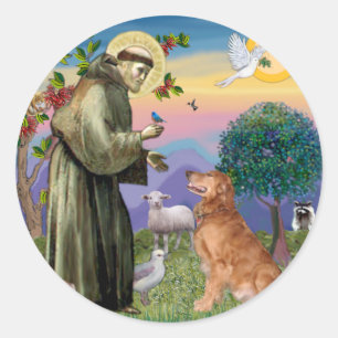 Saint Francis - Golden Retriever (#1) Classic Round Sticker