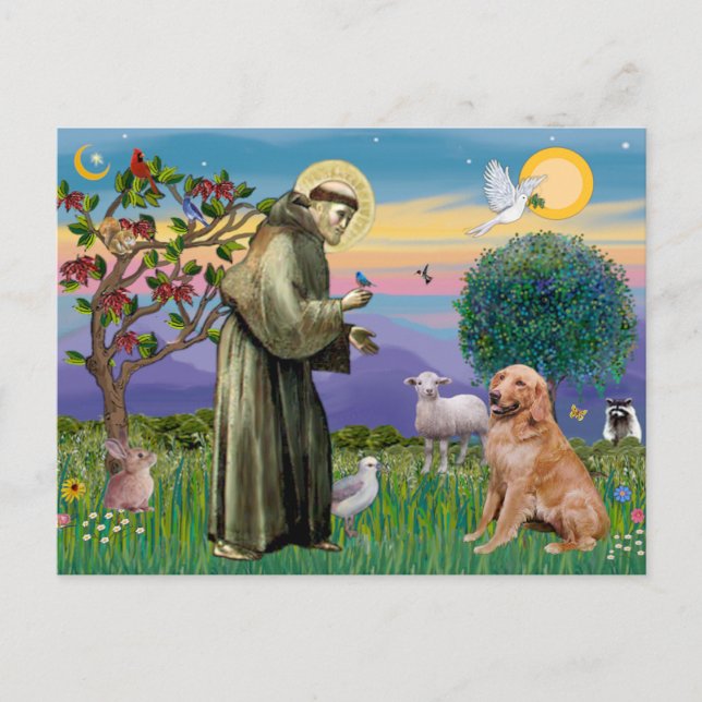 Saint Francis - Golden Retriever (#1) Postcard (Front)