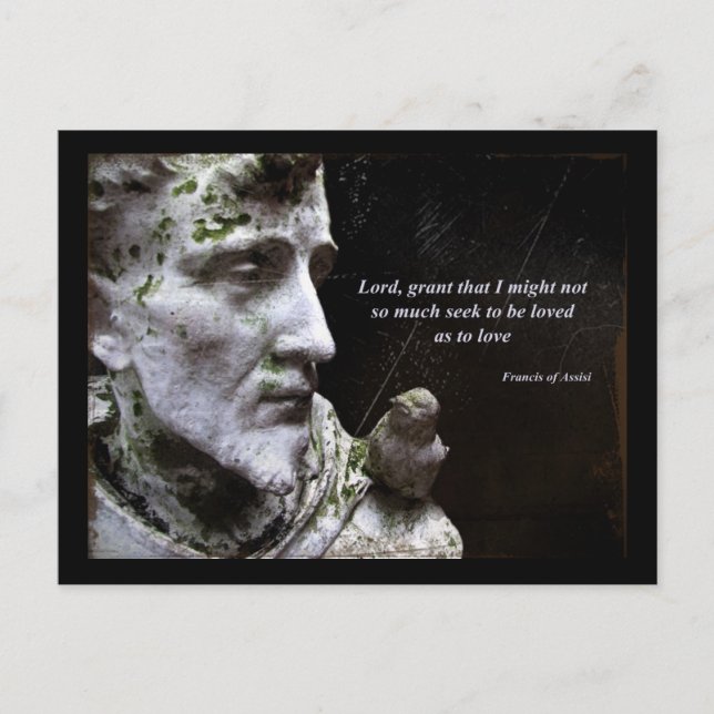 Saint Francis of Assisi and Bird Quote Postcard (Front)