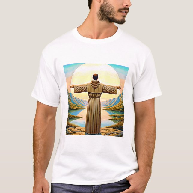 Saint Francis of Assisi as a Franciscan Tau 2 T-Shirt (Front)