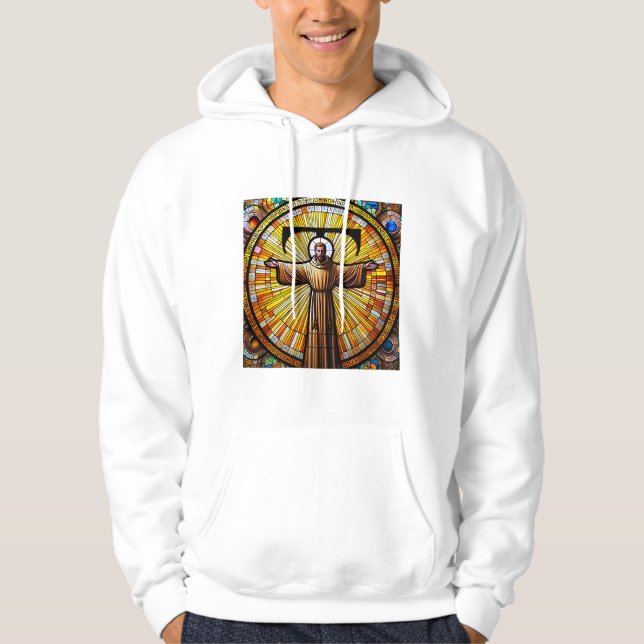 Saint Francis of Assisi as a Franciscan Tau 3 Hoodie (Front)