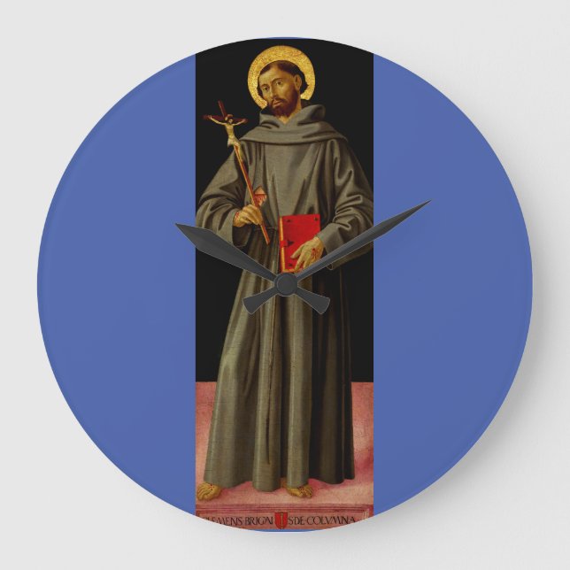 Saint Francis of Assisi by Antoniazzo Romano Large Clock (Front)