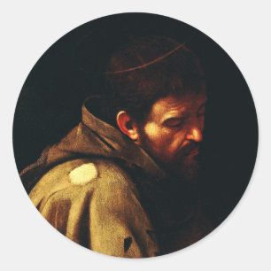 Saint Francis of Assisi by Caravaggio Classic Round Sticker