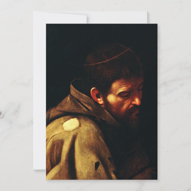 Saint Francis of Assisi by Caravaggio Holiday Card (Front)
