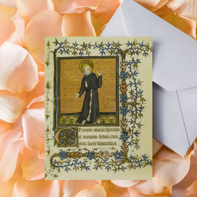 Saint Francis of Assisi Catholic Mediaeval Postcard (Saint Francis of Assisi Medieval Manuscript Catholic Christian Postcard)
