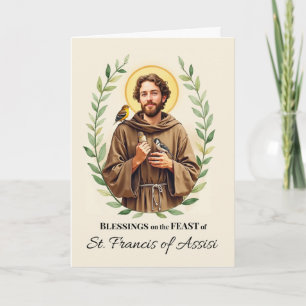Saint Francis of Assisi Feast Day Blessings Leafy Card