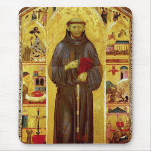 Saint Francis of Assisi Mediaeval Fine Art Icon Mouse Pad