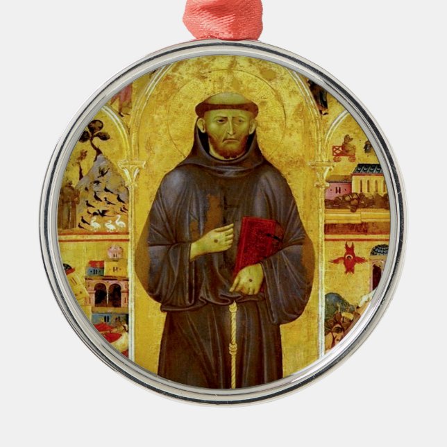 Saint Francis of Assisi Mediaeval Iconography Metal Tree Decoration (Front)