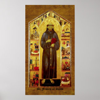 Saint Francis of Assisi Mediaeval Iconography Poster