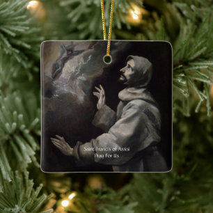 Saint Francis of Assisi Serenity Prayer Ceramic Ornament