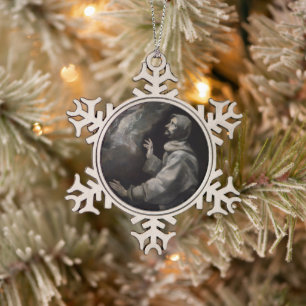 Saint Francis of Assisi Snowflake Pewter Christmas Ornament