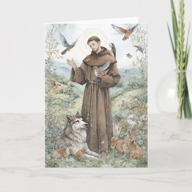 Saint Francis of Assisi with Animals Card (Front)