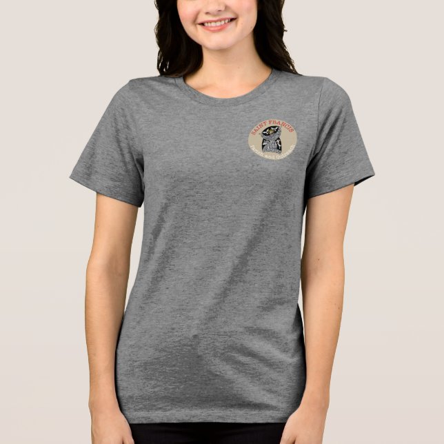 Saint Francis Parish Logo T-Shirt (Dark Women) Tri-Blend Shirt (Front)