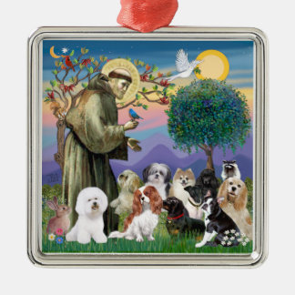 Saint Francis with 10 Dogs Metal Tree Decoration