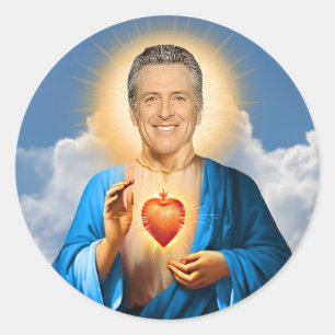 Saint Gavin Newsom Prayer Candle Classic Round Sticker