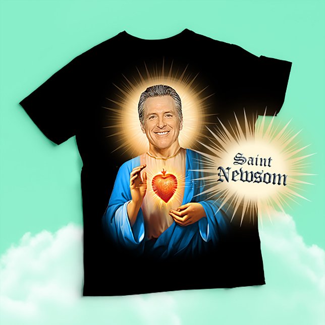 Saint Gavin Newsom Prayer T-Shirt (Patron Saint Gavin Newsom Devotional Prayer T-Shirts, Stickers and Gifts)