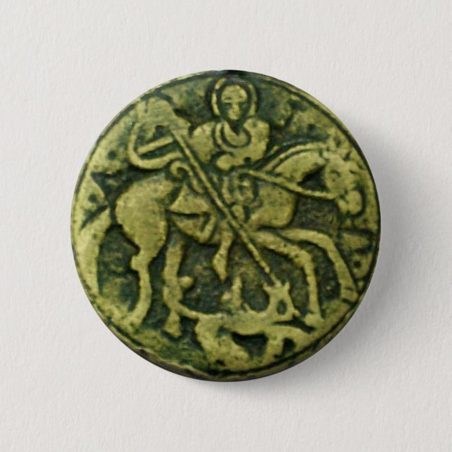 SAINT GEORGE AND DRAGON MEDALLION 6 CM ROUND BADGE (Front)
