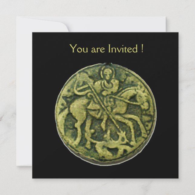 SAINT GEORGE AND DRAGON MEDALLION , black Invitation (Front)