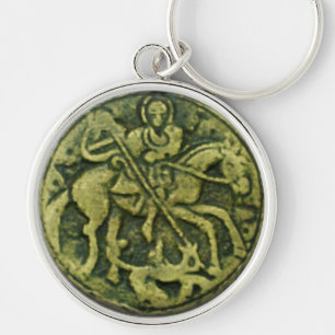 SAINT GEORGE AND DRAGON MEDALLION KEY RING