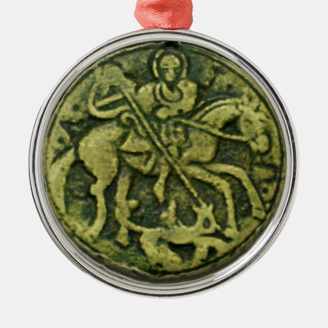 SAINT GEORGE AND DRAGON MEDALLION METAL TREE DECORATION (Front)