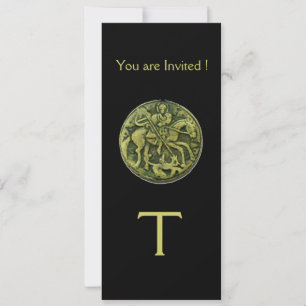 SAINT GEORGE AND DRAGON MEDALLION MONOGRAM ,black Invitation