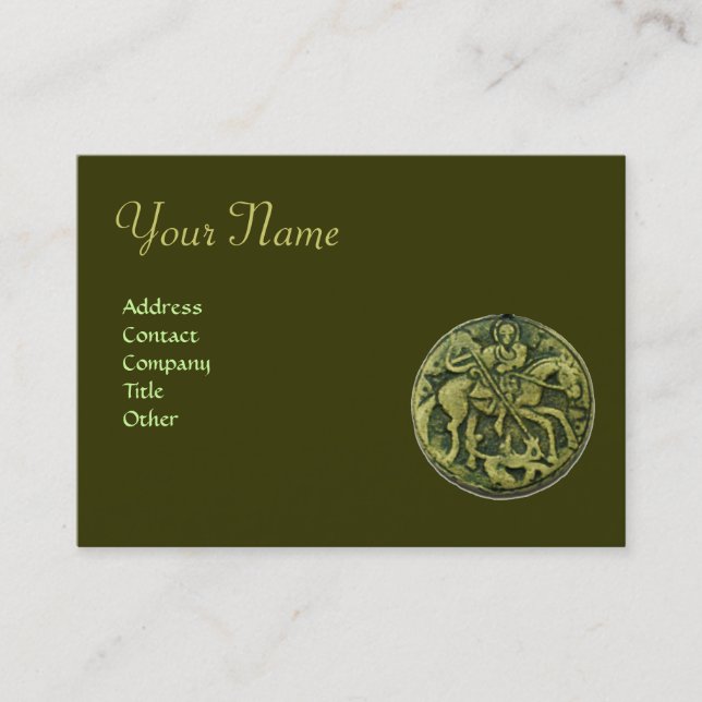 SAINT GEORGE AND DRAGON MEDALLION Monogram Business Card (Front)