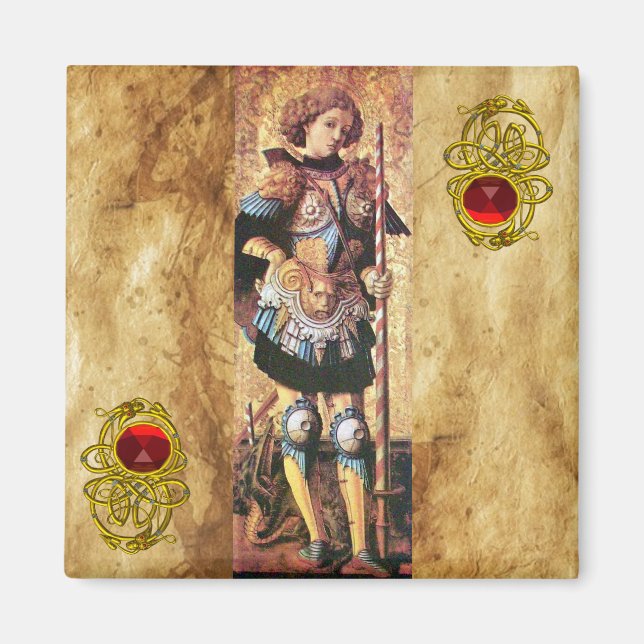 SAINT GEORGE AND DRAGON ,red ruby Magnet (Front)
