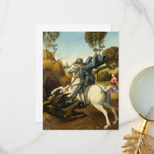 Saint George and the Dragon, 1506 by Raphael Thank You Card (Front/Back In Situ)