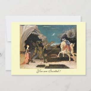 SAINT GEORGE AND THE DRAGON,brown ,blue red cream Invitation