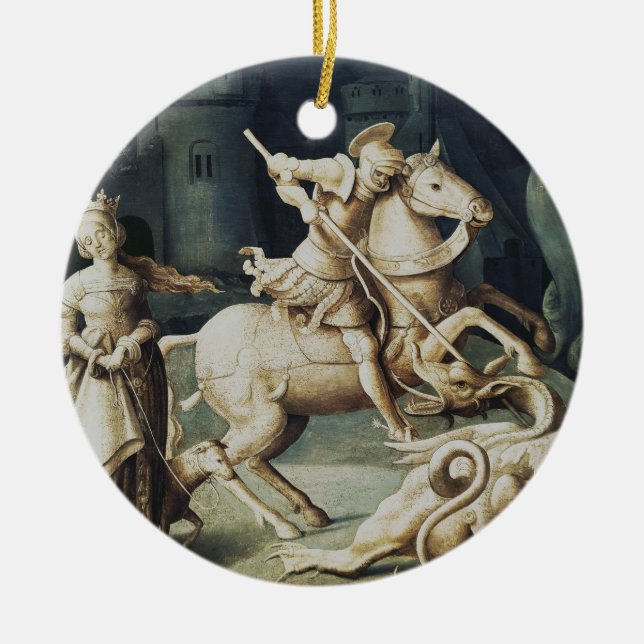 Saint George and the Dragon  Ceramic Tree Decoration (Front)