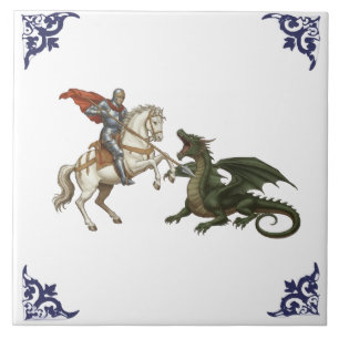 Saint George and the Dragon Religious Tile