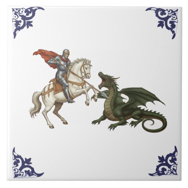 Saint George and the Dragon Religious Tile (Front)
